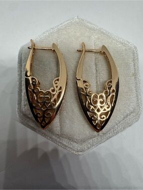 Vintage 14K 585 Rolled Rose Gold Earrings